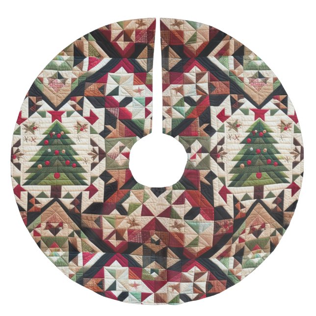 Jupon De Sapin En Polyester Brossé Design de Noël doré (Devant)