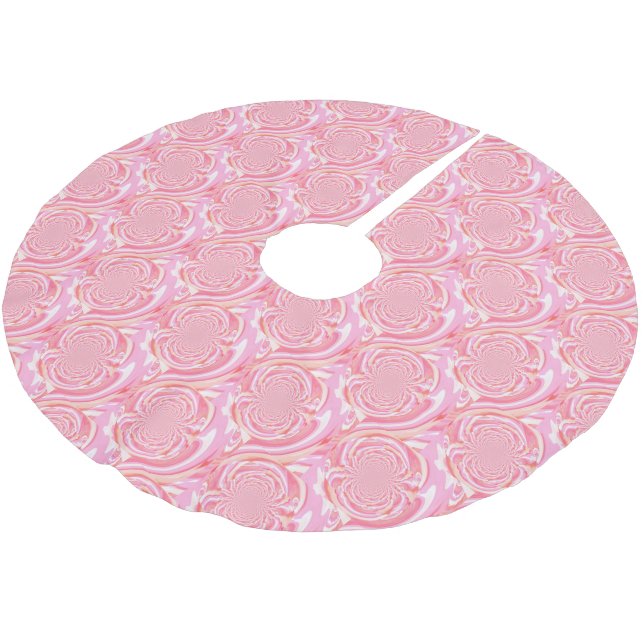 Jupon De Sapin En Polyester Brossé Design fractal moderne rose et rouge (Angle)