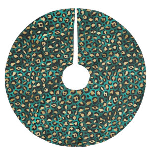 Jupon De Sapin En Polyester Brossé Design turquoise et Gold Leopard Series 3