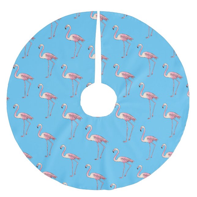 Jupon De Sapin En Polyester Brossé dessin animé d'oiseau Flamant rose (Devant)