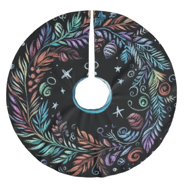 Jupon De Sapin En Polyester Brossé Dessin dur Pastel fil de Noël (Devant)