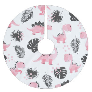 Jupon De Sapin En Polyester Brossé Dinosaures roses : Motif Enfants mignons.