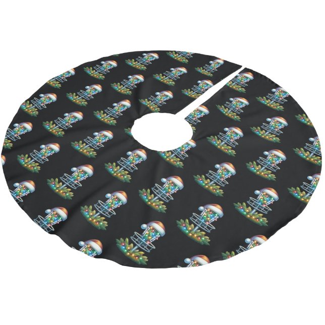 Jupon De Sapin En Polyester Brossé Disque de Noël Golf Thème (Angle)