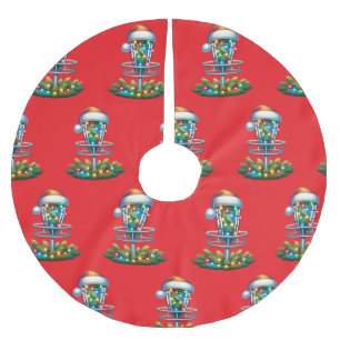 Jupon De Sapin En Polyester Brossé Disque de Noël Golf Thème