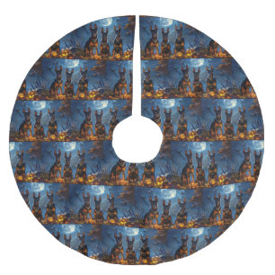 Jupon De Sapin En Polyester Brossé Doberman Halloween Éffrayant