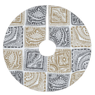 Jupon De Sapin En Polyester Brossé Doodle géométrique, motif abstrait vintage.