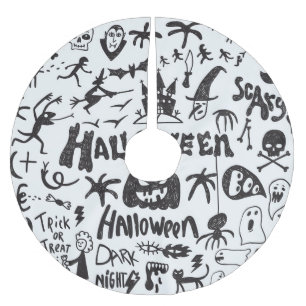 Jupon De Sapin En Polyester Brossé Doodles de monstre d'Halloween amusant