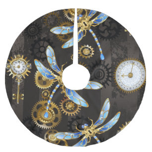 Jupon De Sapin En Polyester Brossé Dragonflies de Steampunk sur arrière - plan rayé b