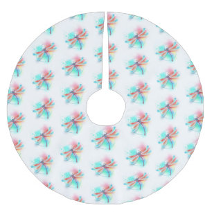 Jupon De Sapin En Polyester Brossé Dragonfly rouge sur l'arrière - plan aquarelle