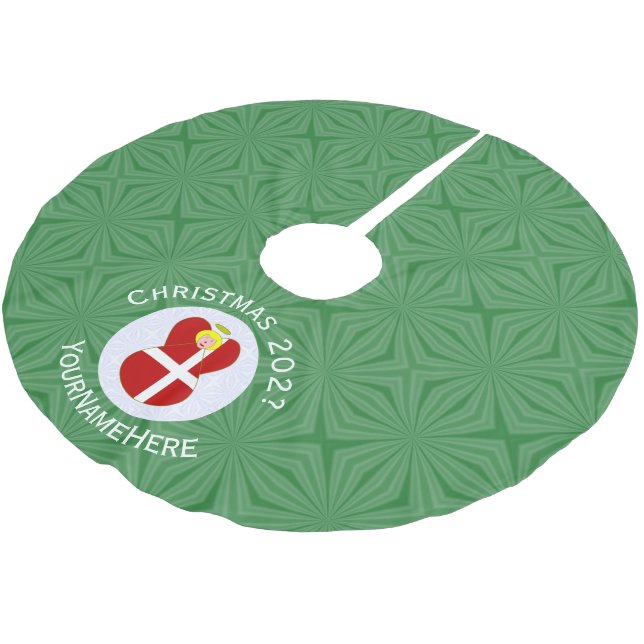 Jupon De Sapin En Polyester Brossé Drapeau de Noël ange danois Personnalisé  (Angle)