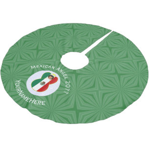 Jupon De Sapin En Polyester Brossé Drapeau mexicain Angel Vert Blanc Année Votre nom 