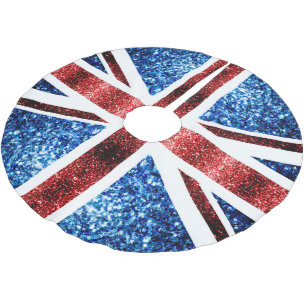 Jupon De Sapin En Polyester Brossé Drapeau rouge et bleu parties scintillant étincela