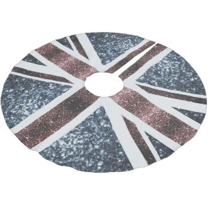 Jupon De Sapin En Polyester Brossé Drapeau rustique UK rouge bleu étincelants parties