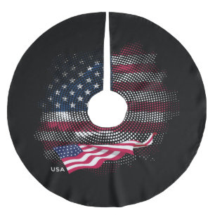 Jupon De Sapin En Polyester Brossé Drapeau USA