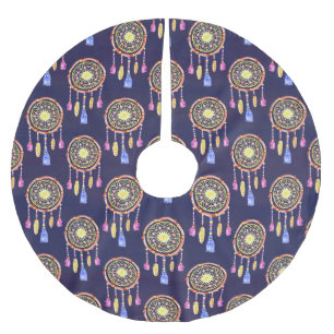 Jupon De Sapin En Polyester Brossé Dreamcatchers Plumes Aquarelle Texture transparent