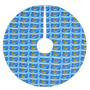 Jupon De Sapin En Polyester Brossé Drôle caricature de surf de lézard au cou