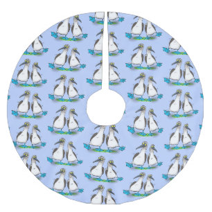 Jupon De Sapin En Polyester Brossé Drôle, joyeux croquis à pieds bleus dansant dessin