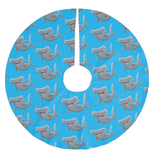 Jupon De Sapin En Polyester Brossé Drôle mignon requin marteau dessin animé
