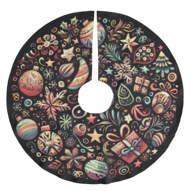 Jupon De Sapin En Polyester Brossé Dur Pasteurs Dessiner Motifs de Noël (Devant)