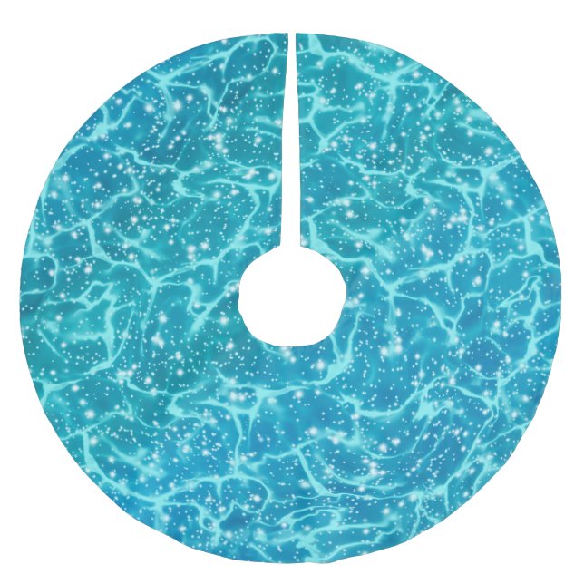 Jupon De Sapin En Polyester Brossé Eau de mer bleue avec étincelles (Devant)