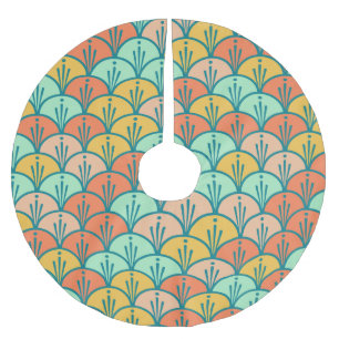 Jupon De Sapin En Polyester Brossé Echelle de poisson géométrique moderne et colorée