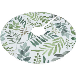 Jupon De Sapin En Polyester Brossé Elégant aquarelle Feuilles botaniques 