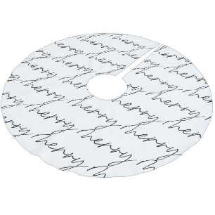 Jupon De Sapin En Polyester Brossé Élégant Chic noir blanc Merry Script Lettres