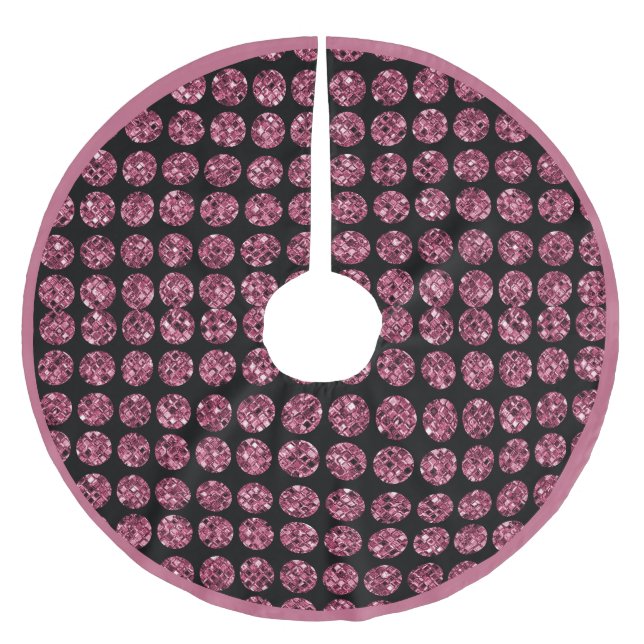 Jupon De Sapin En Polyester Brossé Élégant glam Diamants roses Gemmes étincelantes (Devant)