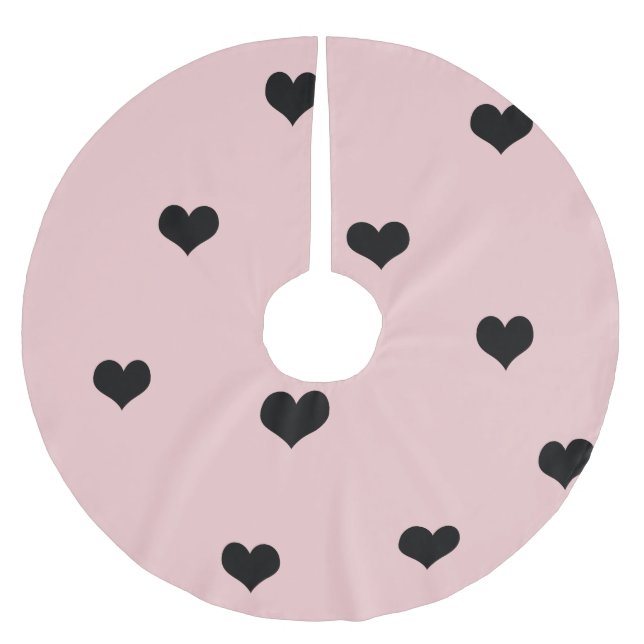 Jupon De Sapin En Polyester Brossé Élégant mignon noir et rougissant motif de coeur r (Devant)