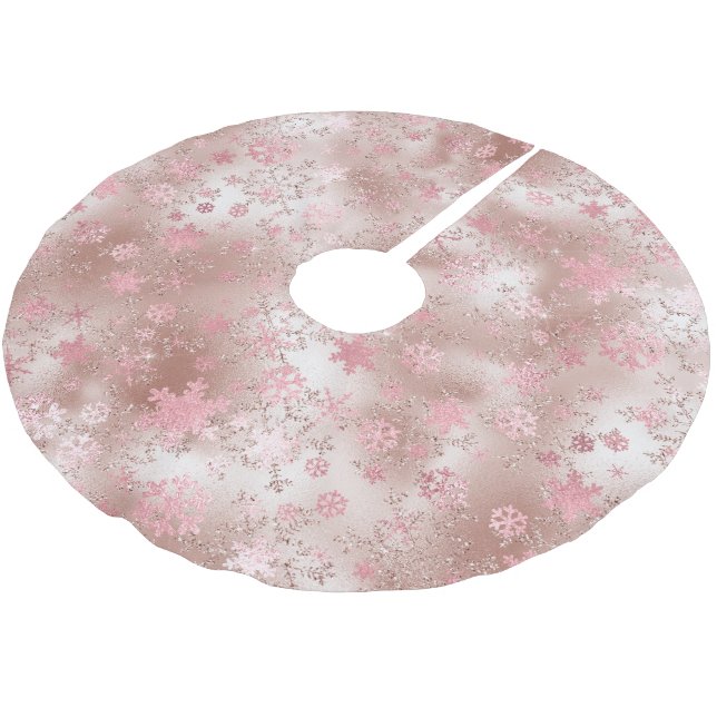 Jupon De Sapin En Polyester Brossé Élégant Motif de Noël vert rose (Angle)