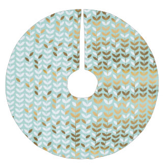Jupon De Sapin En Polyester Brossé Élégant Motif Gold Green Leaf