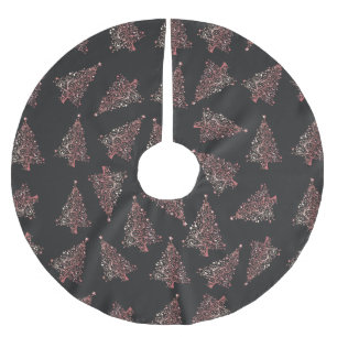 Jupon De Sapin En Polyester Brossé Élégant motif rose d'or de Noël