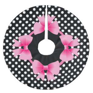 Jupon De Sapin En Polyester Brossé Élégant Noël Pink Bow