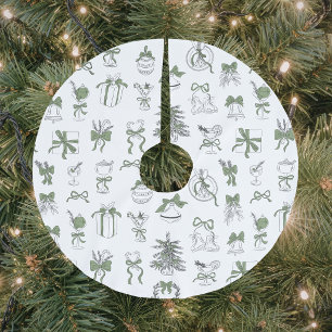 Jupon De Sapin En Polyester Brossé Élégant Noël Vert Férié