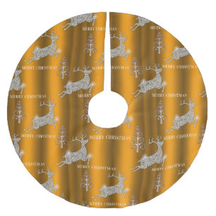 Jupon De Sapin En Polyester Brossé Élégant or et diamant renne or Noël
