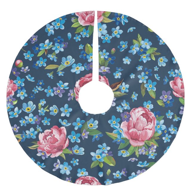 Jupon De Sapin En Polyester Brossé Élégant Pink Peonies Arrière - plan rétro (Devant)