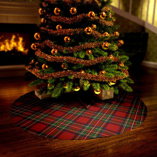 Jupon De Sapin En Polyester Brossé Élégant Plaid Rustique Clan Stewart Tartan Noël