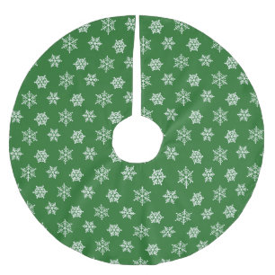 Jupon De Sapin En Polyester Brossé Élégant Snowflakes blanc sur vert