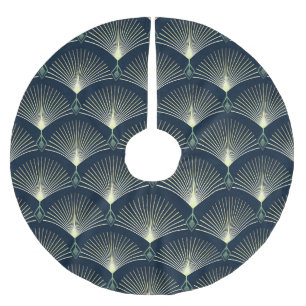 Jupon De Sapin En Polyester Brossé Elégante Géométrie : Bleu Art Déco.