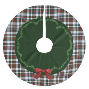 Jupon De Sapin En Polyester Brossé Elégante jupe d'arbre plaid Festive Stewart