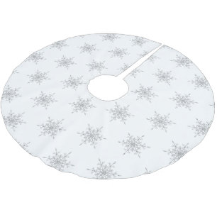 Jupon De Sapin En Polyester Brossé Élégante Parties scintillant d'argent Snowflakes N