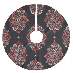 Jupon De Sapin En Polyester Brossé éléments cachemire asiatique, motif vintage boho.