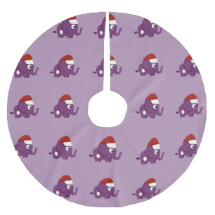 Jupon De Sapin En Polyester Brossé Éléphant pourpre mignon de Père Noël