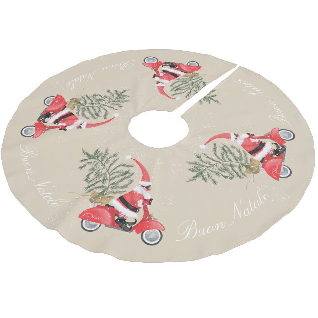 Jupon De Sapin En Polyester Brossé Elfin Santa Claus sur son scooter (Angle)