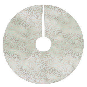 Jupon De Sapin En Polyester Brossé Empreinte de léopard d'aquarelle en or Glam