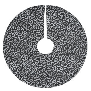 Jupon De Sapin En Polyester Brossé Empreinte de léopard d'argent noir