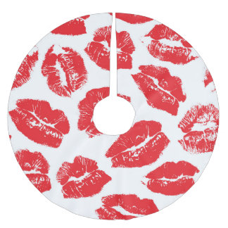 Jupon De Sapin En Polyester Brossé Empreinte Kiss Lèvres rouges : Vintage sans fil