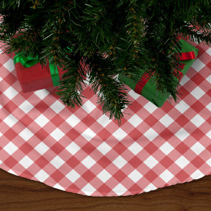 Jupon De Sapin En Polyester Brossé En vichy rouge