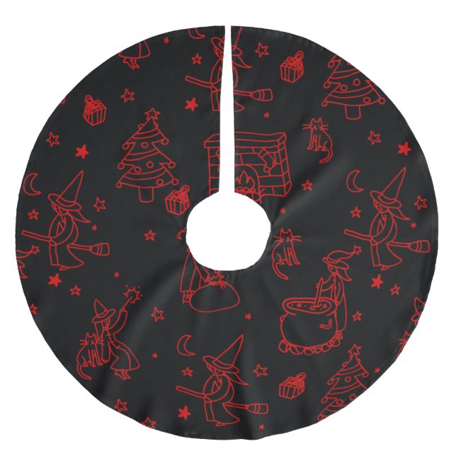 Jupon De Sapin En Polyester Brossé épiphanie noël sorcière befana noir (Devant)