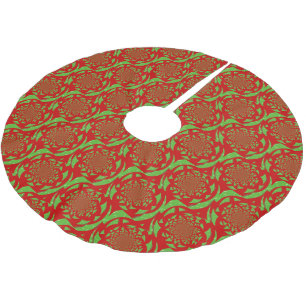 Jupon De Sapin En Polyester Brossé Étoile moderne rouge et verte
